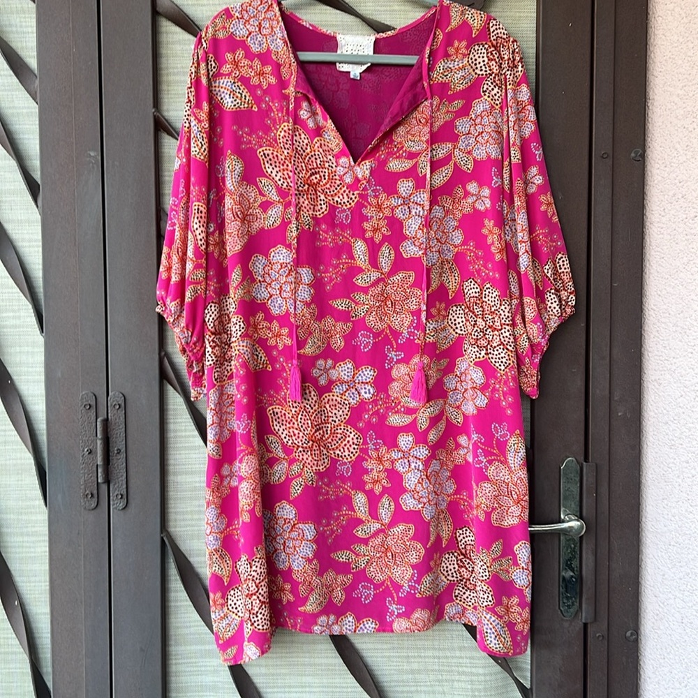 🌺 Johnny Was Pink Floral Silk Dress 🌺 - Picture 2 of 15